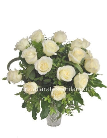 Bouquet di roselline bianche 12 STELI